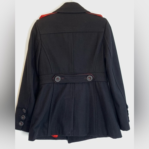 M60 Miss Sixty Black Wool Coat with gorgeous red color inside .Size M .🔥 - Picture 4 of 8